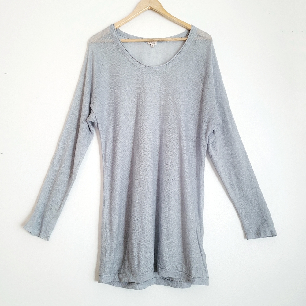 Aritzia Babaton | 100% Linen Light Blue Sheer Dolman Sleeve Tunic Dress …